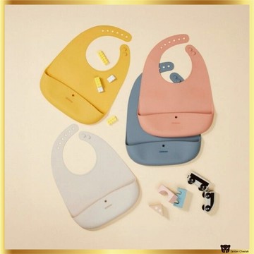 LocknLock Little Luv Platinum 矽膠餵食圍兜 – 4 種顏色,輕便可折疊嬰兒圍兜