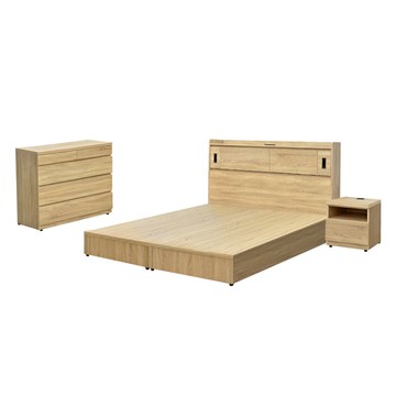 IHouse-品田 房間4件組(床頭箱+床底+床頭櫃+斗櫃) 雙大6尺古橡