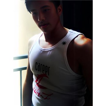 原創潮牌背心男純棉彈力圓領修身運動休閑健身健美沙灘時尚男士潮