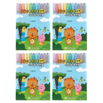 BosungInd 熊熊與朋友們旋轉蠟筆 12色  4盒