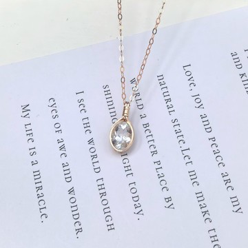 白色托帕石項鏈 14KGF 強火彩天然原色托帕石項鏈 天然石極簡項鏈