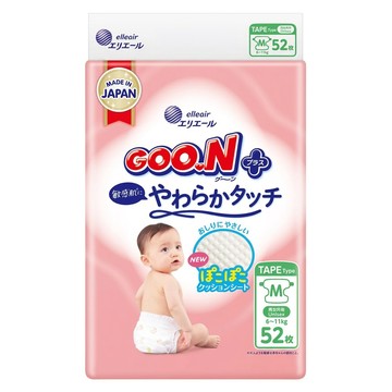GOO.N 大王 日本境內版 SJ柔觸肌系列 黏貼型尿布 6~11kg  52片  M