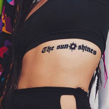 發2張【英文太陽神】半永久草本紋身貼甜酷仿真持久防水效果好