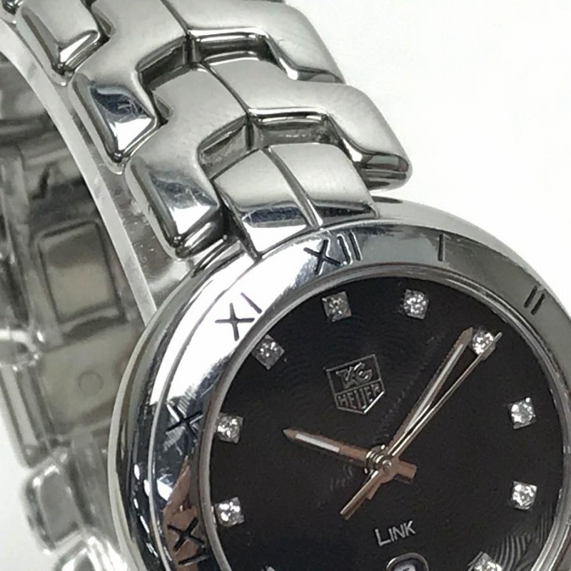 TAG HEUER タグホイヤー WAT1410.BA0954 リンク 11Pダイヤ クォーツ デイト 腕時計 SS シルバー ブラック レディース【中古】  | LINEショッピング