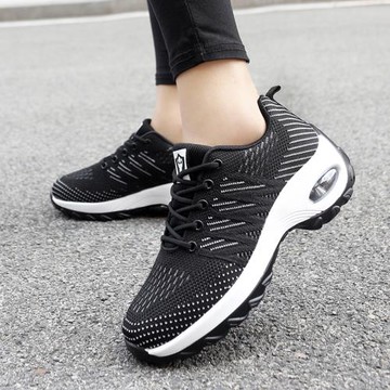 百搭搖搖鞋女厚底媽媽網面透氣運動休閑鞋坡跟旅游鞋輕便女鞋軟底