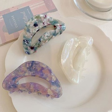 韓版高級感醋酸抓夾百搭劉海發夾法式人魚色后腦勺盤發鯊魚夾頭飾