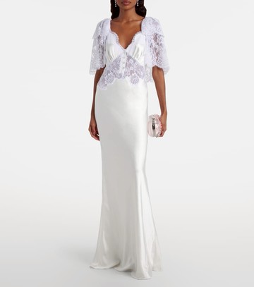 Self-Portrait Lace-trimmed satin gown
