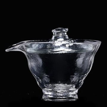 加厚耐熱玻璃手工錘紋禪心蓋碗類似三才碗手抓壺功夫茶具杯茶碗