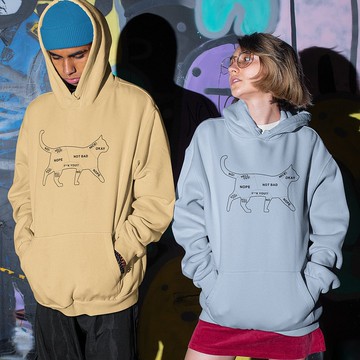 Cat Petting 刷毛帽T 中性版 卡其 星空灰 2色  貓咪設計服飾