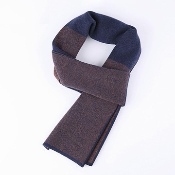 圍巾針織披肩-雙色提花羊毛百搭男配件3色73wi43【獨家進口】【米蘭精品】