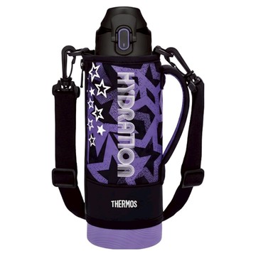 THERMOS 膳魔師 真空斷熱直飲彈蓋保冷運動水壺 FJS-1000F-BKPL  黑色/紫色  1L  1個