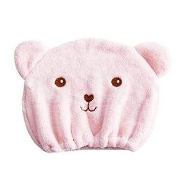 熊熊乾髮帽 柔軟聚酯纖維 超吸水材質  粉色  2個