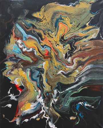 蝴蝶翅膀 流體藝術原創繪畫 抽象牆面藝術 40x50厘米