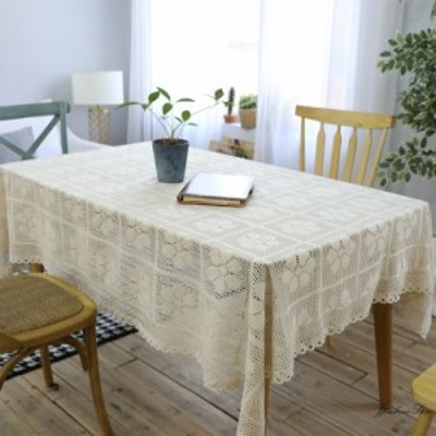 テーブルクロス 花柄 ニット編み 長方形 テーブルカバー 食卓カバー 透かし雕り 家庭用 パーティー 結婚式 インテリア