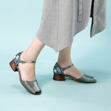 刺繡木根魚口鞋- 蒲公英花火/黑銀