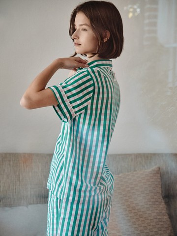 Women Green Check Pajama Short Set