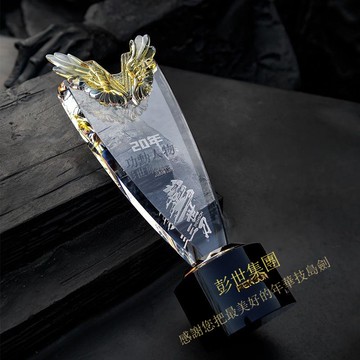 高檔創意水晶奖杯 老鷹翅膀設計 定制優秀員工團隊銷售冠軍獎牌【YY0103GG】【定制產品具體價格咨詢客服】