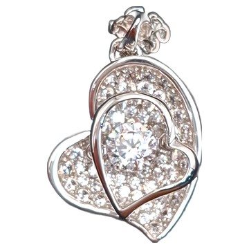 Crossfor 純銀懸浮鑲嵌閃動項鍊 輕奢滿鑽系列 日本進口主鑽  鍊長40cm + 延長鍊5cm  浪漫誓言 銀色