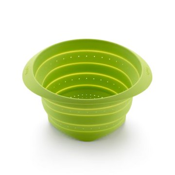 《LEKUE》折疊耐熱矽膠瀝水籃-蔥綠23cm-- 瀝水盆 食物濾網 摺疊瀝水