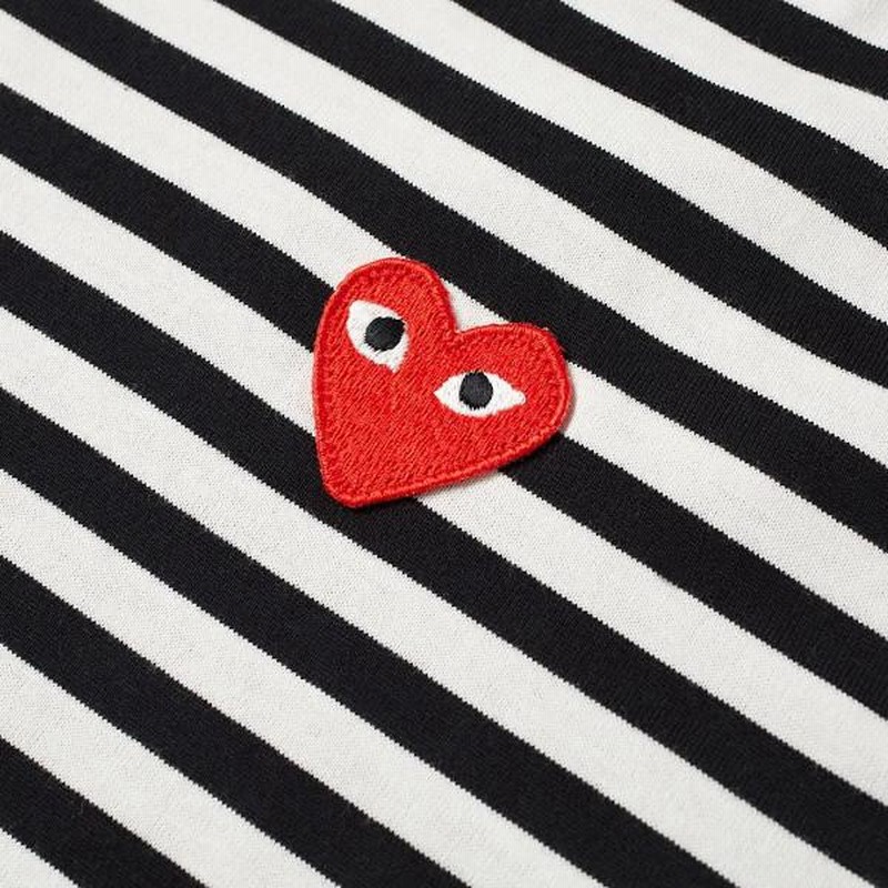プレイ　コムデギャルソン ロンT ボーダー 赤　レッド　ユニセックス　M ロンT レッド（赤）系 COMME des GARCONS(コムデギャルソン