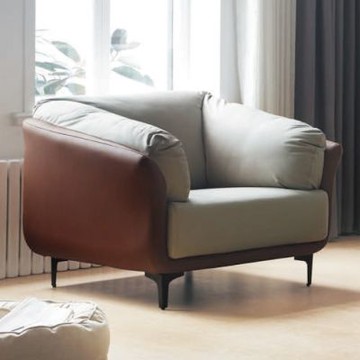 文創集 禾爾亞雙色貓抓皮革單人座沙發椅-100x85x75cm免組