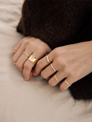 簡約造型鍍金光面戒指(八入組)