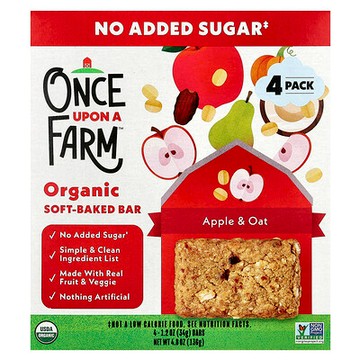 Once Upon A Farm, Organic Soft Baked Bar, Apple & Oat, 4 Bars, 1.2 oz (34 g) Each