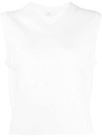 Vince - V-neck sleeveless top - women - Wool/Cashmere/Nylon/Spandex/Elastane - XS - White