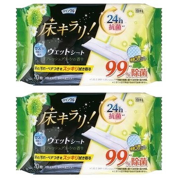 Life-do.Plus 地板清潔濕紙巾20枚入綠-清新草香 20枚入  2入  標準尺寸