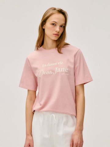 Chain Embroidery T-Shirt [Light Pink]