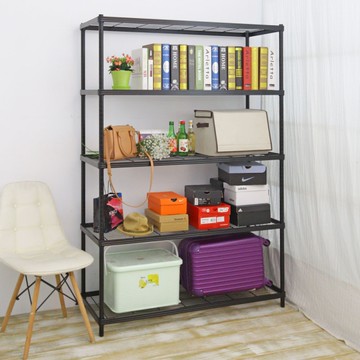 【品樂生活】45X120X238CM 包邊厚鐵框五層架 烤漆霧黑/置物架/波浪架/收納架/鐵力士架