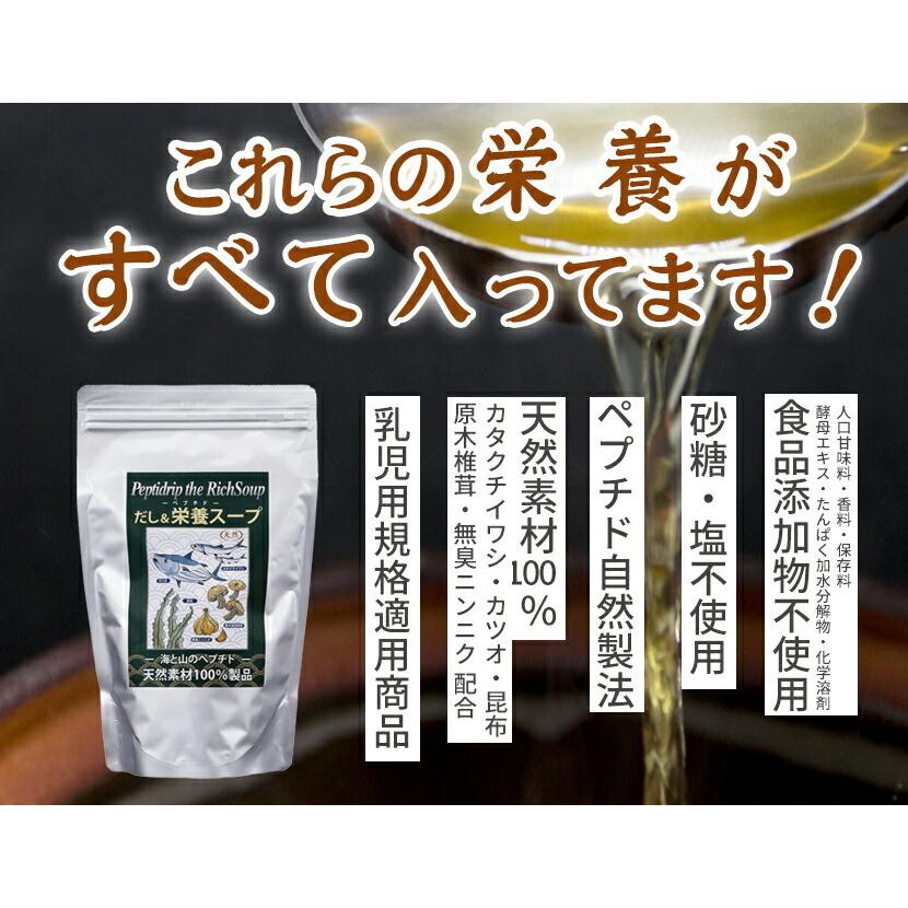 だし＆栄養スープ500g×2袋セット ペプチド だし 粉末だしの素 天然だし 無添加 無塩 鰹だし かつおだし しいたけ 椎茸 昆布だし