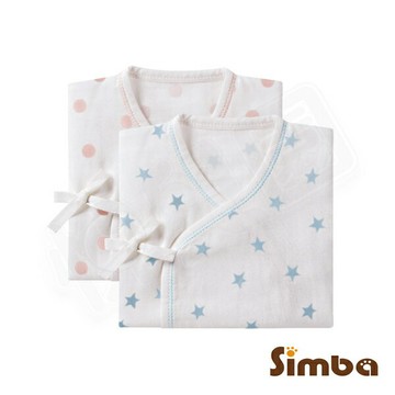 Simba 小獅王辛巴 極柔感印花紗布反袖肚衣(60cm)-好自藍/點粉粉【悅兒園婦幼生活館】