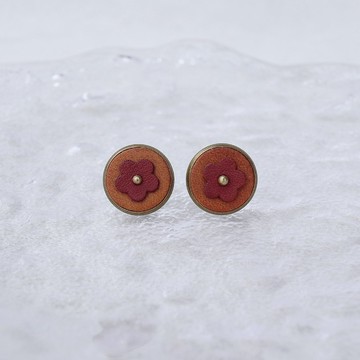 06:46 AM 一些放進花瓶 / 栗子色 - 皮革耳環/黃銅耳環/耳針耳夾