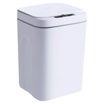 西格傢飾 現代風感應式垃圾桶，內置LED燈光，紅外+震動感應，40cm感應距離，16L  灰白色