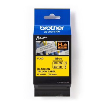 【Brother 兄弟】FLe-6511 定型旗幟標籤帶 黃底黑字 45*21mm