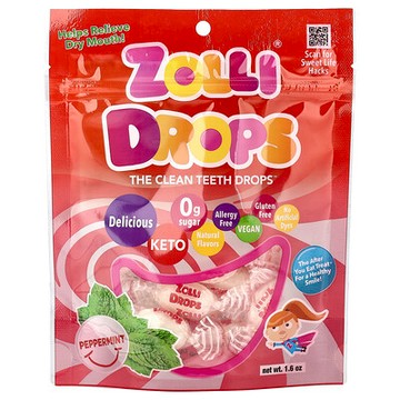 Zollipops, Zolli Drops，清潔牙齒糖果，薄荷，15+ Zolli糖果，1.6盎司