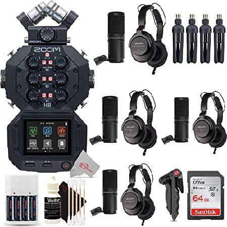 Zoom H8 8-Input   12-Track Digital Handy Audio Recorder   Four Zoom ZDM-1 Podcast Mic Pack Accessory Bundle   Accessory Kit