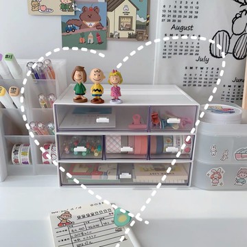 少女心放映室  ins桌面抽屜式疊放收納盒 學生文具首飾膠帶收納柜