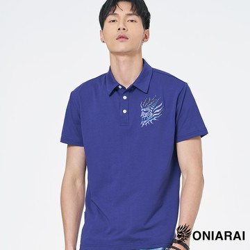 【㊙年貨獨家價】賽博龐克科幻影多彩鬼頭短袖POLO衫(石墨藍) - BLUE WAY 鬼洗い