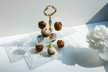 送禮首選【透明蕾絲雙層蛋糕盤】蛋糕盤│玻璃甜點架