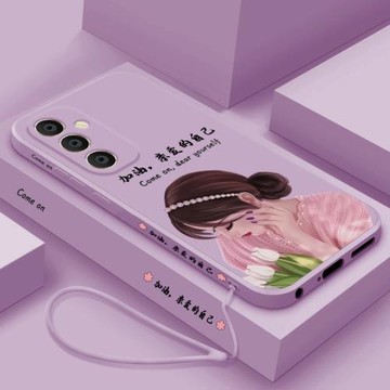 適用三星a55手機殼新款Galaxy A55網紅液態硅膠軟殼女款Samsung鏡頭全包防摔保護套5G個性超薄外殼親愛的自己