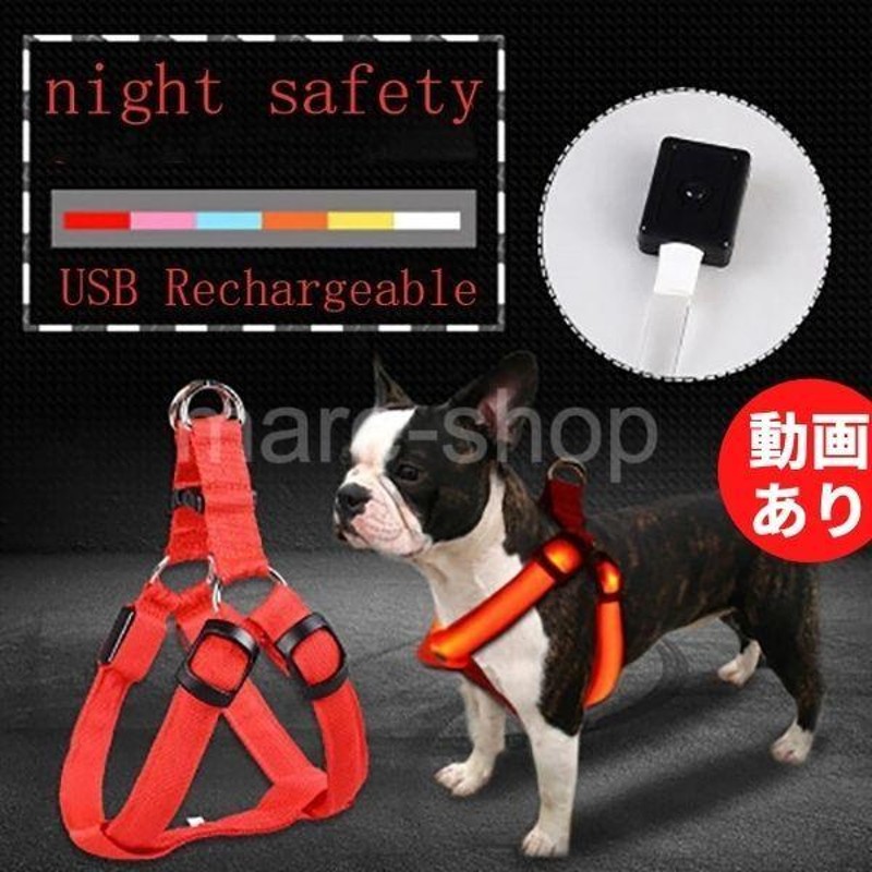 ハーネス 胴輪 犬用 LEDライト 光る ペット用品 ペット用胴輪 USB式 お