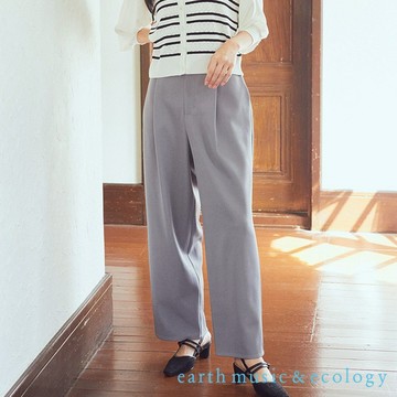 earth music&ecology 素面打摺直筒剪裁長褲(01000316300)