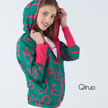 【Qiruo 奇若】專櫃綠桃粉防風外套1811E 連帽登山旅遊款