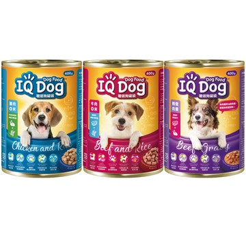 IQ Dog 【24入組】聰明狗 400g 罐頭-三種口味