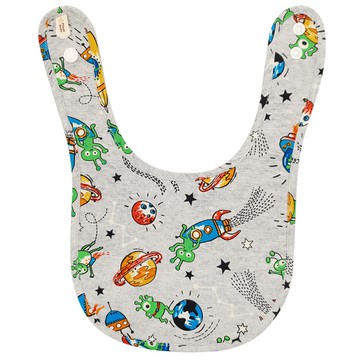 Plum Kids - 雙層豆豆圍兜-瘋狂外星人-淺灰