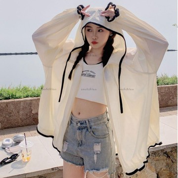 夏季必備💦夏季防曬衣 時尚連帽 防曬衣女 夏季新款 長袖外穿 薄款 外套 韓版 寬鬆 透氣 防曬服女 女防曬衣 薄外套