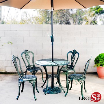 桌椅/休閒桌椅/庭園桌椅 花韻藏鑄鋁庭園1桌4椅【LOGIS邏爵】【DUT-4W】