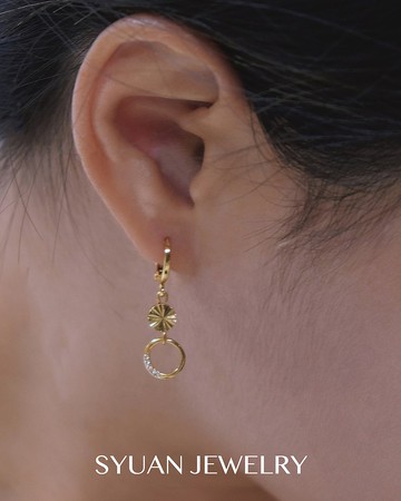 Be around me— 雙圈鋯石耳環(可改夾式)生日 情人節禮物